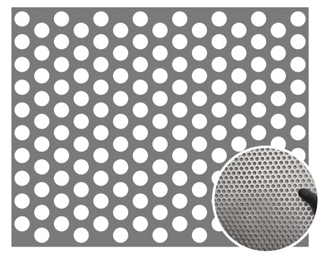 Blacha perforowana OCYNK OCZKO 10 mm PRZERWA 5 mm 1000 x 2000 mm Rv 10-15 Gr. 1,5 mm