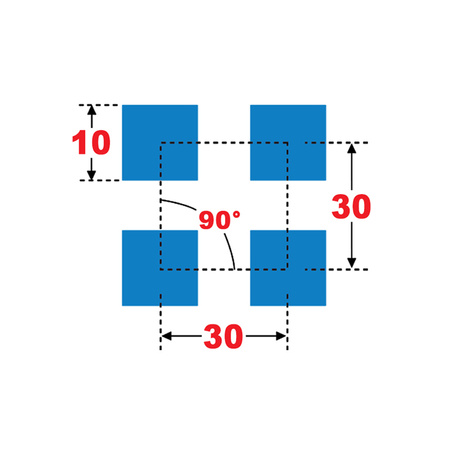 Blacha perforowana OCYNK 10X10 mm PRZERWA 20 mm 1000 x 1000 mm Qg 10-30 Gr. 1,5 mm