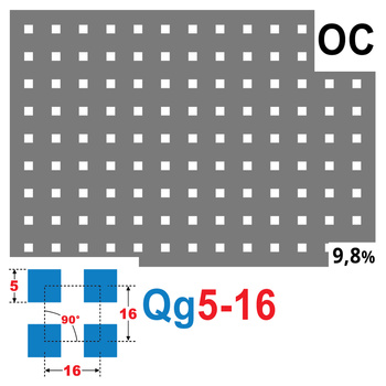 Blacha perforowana OCYNK 5X5 mm PRZERWA 11 mm 200 x 200 mm Qg 5-16