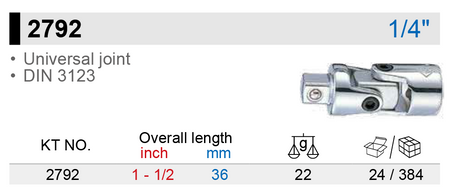 KING TONY PPRZEGUB CARDANA CR-V 1/4" 2792
