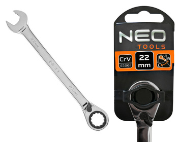 NEO Klucz płasko-oczkowy z grzechotką i przełącznikiem 09-334 | 22 mm