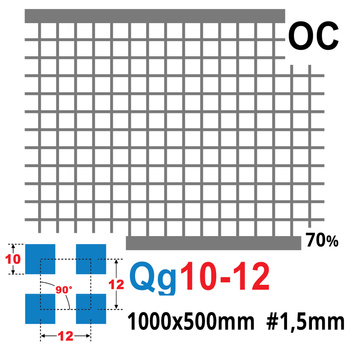 Blacha perforowana OCYNK 10X10 mm PRZERWA 2 mm 1000 x 500 mm Qg 10-12 Gr. 1,5 mm