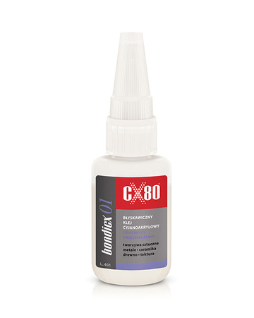 CX80 Klej cyjanoakrylowy BONDICX 01 PLASTIK METAL DREWNO 20 g