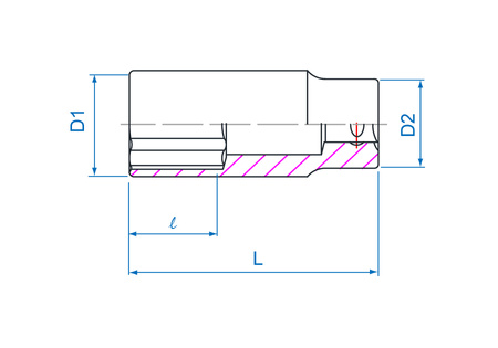 KING TONY Klucz nasadka DŁUGA 3/8" 12-KĄTNA 12 x 63 mm 