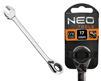 NEO Klucz płasko-oczkowy z grzechotką i przełącznikiem 09-329 | 17 mm