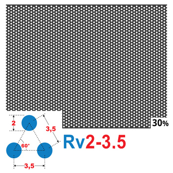 Blacha perforowana SUROWA OCZKO 2 mm PRZERWA 1,5 mm 200 x 200 mm Rv 2-3,5 Gr. 1,5 mm