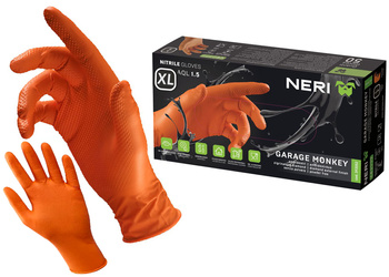 BETA Rękawice nitrylowe, jednorazowe GARAGE MONKEY POMARAŃCZOWE | Rozmiar XL / 10 | op. 50 szt.