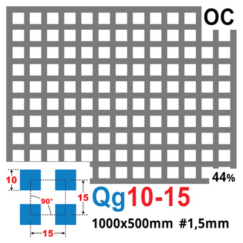 Blacha perforowana OCYNK 10X10 mm PRZERWA 5 mm 1000 x 500 mm Qg 10-15