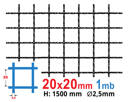 Siatka karbowana SUROWA 20 x 20 x 2,5 mm 1500 mm 