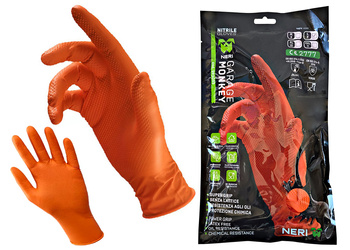 BETA Rękawice nitrylowe, jednorazowe GARAGE MONKEY POMARAŃCZOWE | Rozmiar L / 9 | op. 10 szt.
