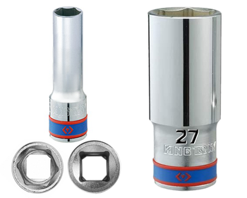 KING TONY Klucz nasadka DŁUGA 1/2" 6-KĄTNA 27 x 77 mm