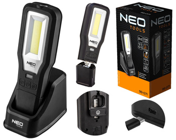 NEO Lampa warsztatowa 550 lm COB LED + baza + ładowarka 99-071
