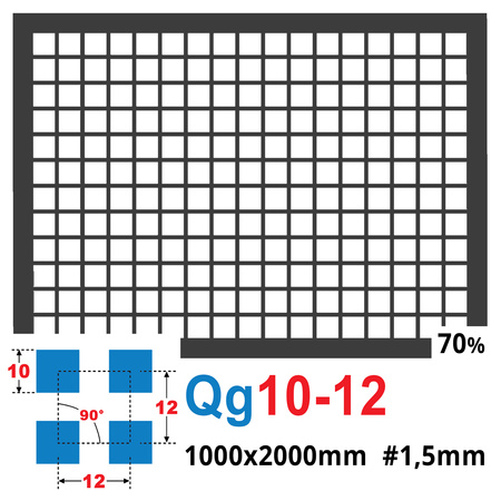 Blacha perforowana SUROWA 10X10 mm PRZERWA 2 mm 1000 x 2000 mm Qg 10-12 Gr. 1,5 mm