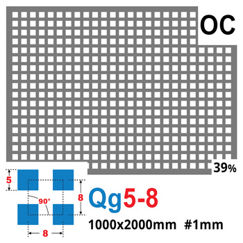 Blacha perforowana OCYNK 5X5 mm PRZERWA 3 mm 1000 x 2000 mm Qg 5-8 Gr. 1 mm