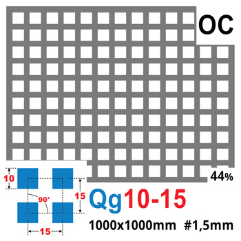 Blacha perforowana OCYNK 10X10 mm PRZERWA 5 mm 1000 x 1000 mm Qg 10-15