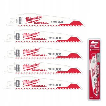 MILWAUKEE Brzeszczot do drewna z metalem AX 5szt
