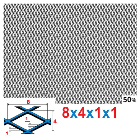 Siatka cięto-ciągniona SUROWA 8 x 4 x 1 x 1 | ok. 200 x 200 mm