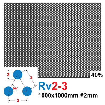 Blacha perforowana SUROWA OCZKO 2 mm PRZERWA 1 mm 1000 x 1000 mm Rv 2-3 Gr. 2 mm
