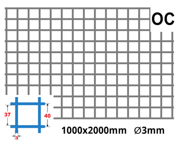 Siatka zgrzewana OCYNK 40 x 40 GR. 3 mm 1000 x 2000 mm