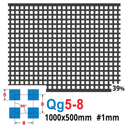 Blacha perforowana SUROWA 5X5 mm PRZERWA 3 mm 1000 x 500 mm Qg 5-8 Gr. 1 mm