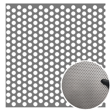 Blacha perforowana OCYNK OCZKO 6 mm PRZERWA 3 mm 1000 x 1000 mm Rv 6-9 Gr. 1 mm
