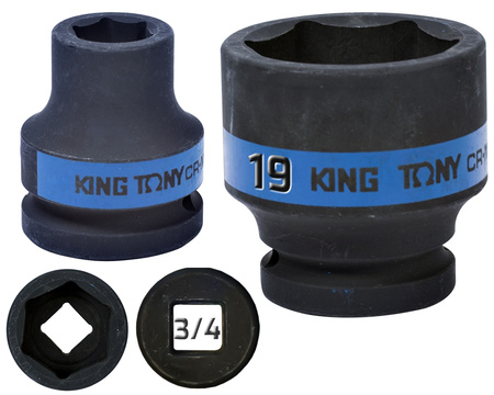 KING TONY Klucz nasadka UDAROWA KRÓTKA 3/4" 6-KĄTNA 19 x 50 mm 