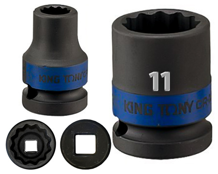 KING TONY Klucz nasadka UDAROWA KRÓTKA 1/2" 12-KĄTNA 11 x 38 mm 