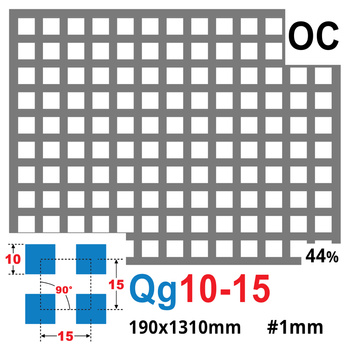 Blacha perforowana OCYNK 10X10 mm PRZERWA 5 mm 190 x 1310 mm Qg 10-15