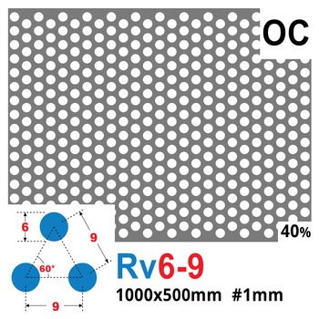 Blacha perforowana OCYNK OCZKO 6 mm PRZERWA 3 mm 1000 x 500 mm Rv 6-9 Gr. 1 mm