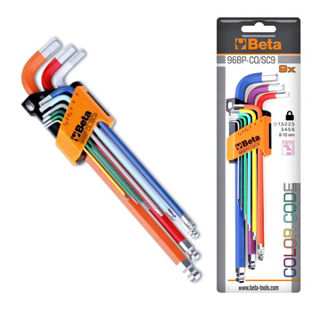 BETA Komplet 9 kluczy trzpieniowych kątowych imbusowych z kulką 96BP-CL/SC9