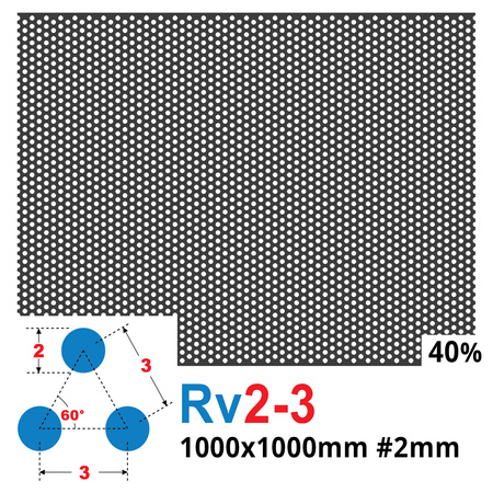 Blacha perforowana SUROWA OCZKO 2 mm PRZERWA 1 mm 1000 x 1000 mm Rv 2-3 Gr. 2 mm