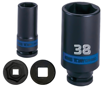 KING TONY Klucz nasadka UDAROWA DŁUGA 1/2" 6-KĄTNA 38 x 80 mm