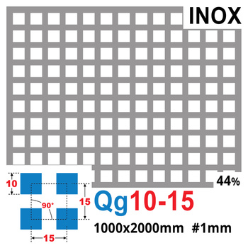 Blacha perforowana INOX 10X10 mm PRZERWA 5 mm 1000 x 2000 mm Qg 10-15