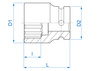 KING TONY Klucz nasadka UDAROWA KRÓTKA 3/4" 12-KĄTNA 24 x 50 mm 