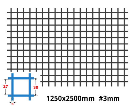 Siatka zgrzewana SUROWA 30 x 30 GR. 3 mm 1250 x 2500 mm