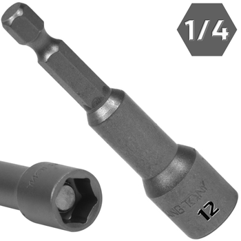 KING TONY UCHWYT NASADOWY z MAGNESEM 1/4" 12 x 65 mm 7616512M