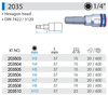 KING TONY Klucz nasadka 1/4" Cr-V S2 BIT IMBUS H8 x 37 mm