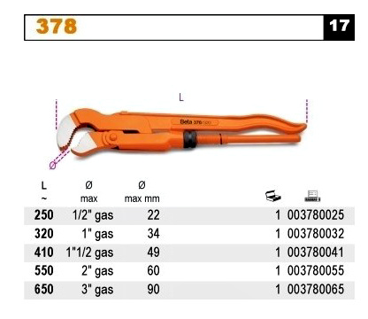  BETA Szczypce klucz do rur 378 320 mm 1''