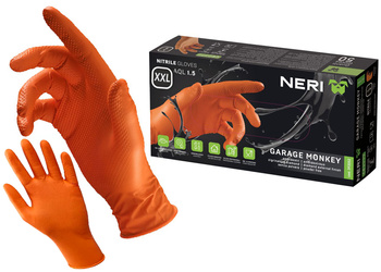 BETA Rękawice nitrylowe, jednorazowe GARAGE MONKEY POMARAŃCZOWE | Rozmiar 2XL / 11 | op. 50 szt.