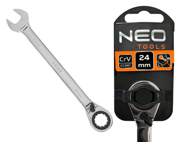 NEO Klucz płasko-oczkowy z grzechotką i przełącznikiem 09-336 | 24 mm