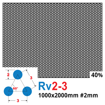 Blacha perforowana SUROWA OCZKO 2 mm PRZERWA 1 mm 1000 x 2000 mm Rv 2-3 Gr. 2 mm