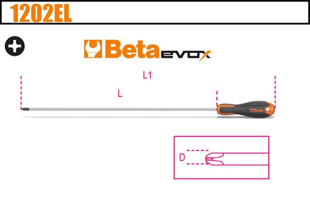 BETA Wkrętak długi krzyżak 1202EL PH 0 300 MM