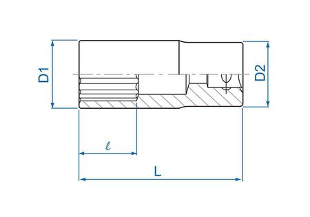 KING TONY Klucz nasadka DŁUGA 1/2" 12-KĄTNA 24 x 77 mm 