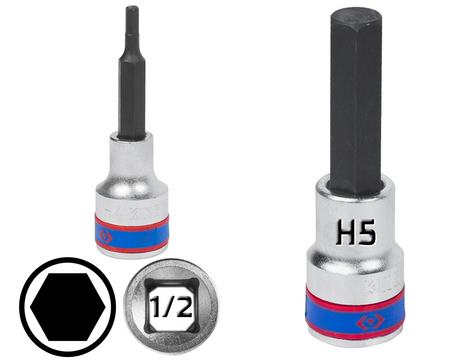 KING TONY Klucz nasadka 1/2" Cr-V S2 BIT INBUS H5 x 80 mm