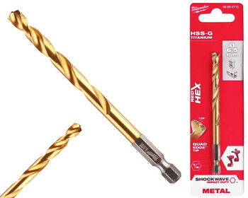 Milwaukee Wiertło udarowe do metalu HSS-G TIN RED HEX 1/4" | 6,5 mm