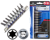 KING TONY Zestaw nasadek z końcówką TORX 1/4" 9 el. T8 - T40 na szynie 2109PR