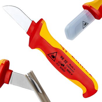KNIPEX Nóż do kabli z izolowaną rękojeścią VDE 1000V - 190 mm