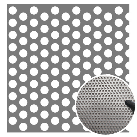 Blacha perforowana OCYNK OCZKO 10 mm PRZERWA 5 mm 1000 x 1000 mm Rv 10-15 Gr. 1,5 mm