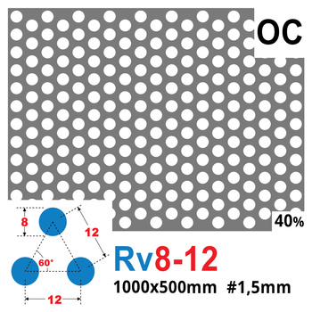 Blacha perforowana OCYNK OCZKO 8 mm PRZERWA 4 mm 1000 x 500 mm Rv 8-12