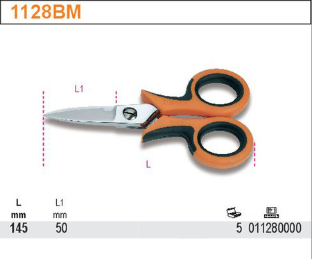BETA Nożyczki dla elektryków ostrza proste - 145 mm